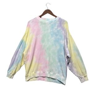 Show‎ Me Your Mumu Sweatshirt Rainbow Tie Dye Boyfriend Oversized Womens Size S